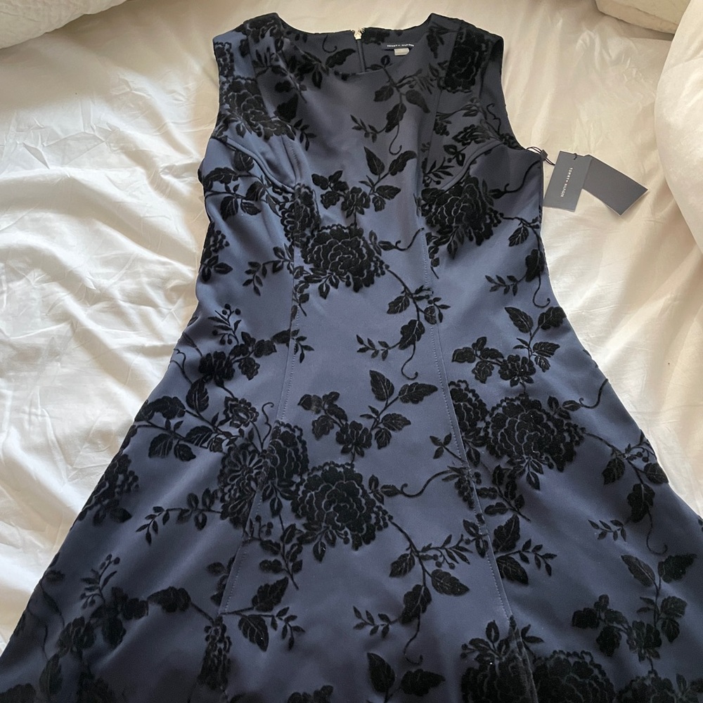A Line navy and black dress